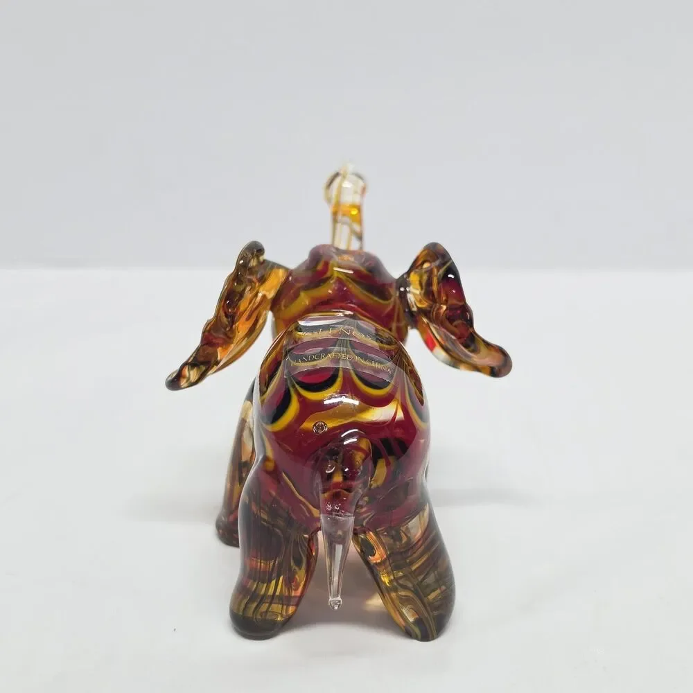 Vintage LENOX Amber Red Elephant Art Glass Handblown Figurine